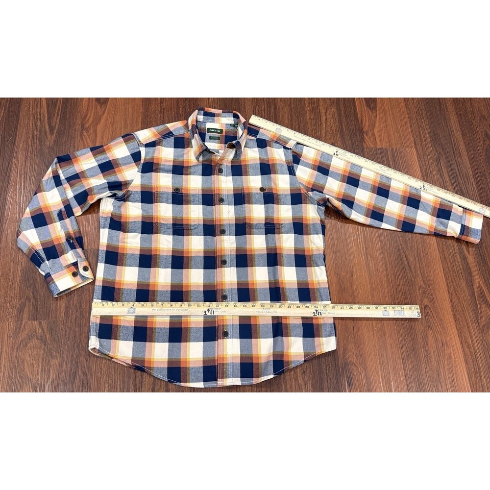 Orvis Mens XL Plaid Flannel Cotton Button-Up Shirt Long Sleeve Classic Pockets - Picture 9 of 12